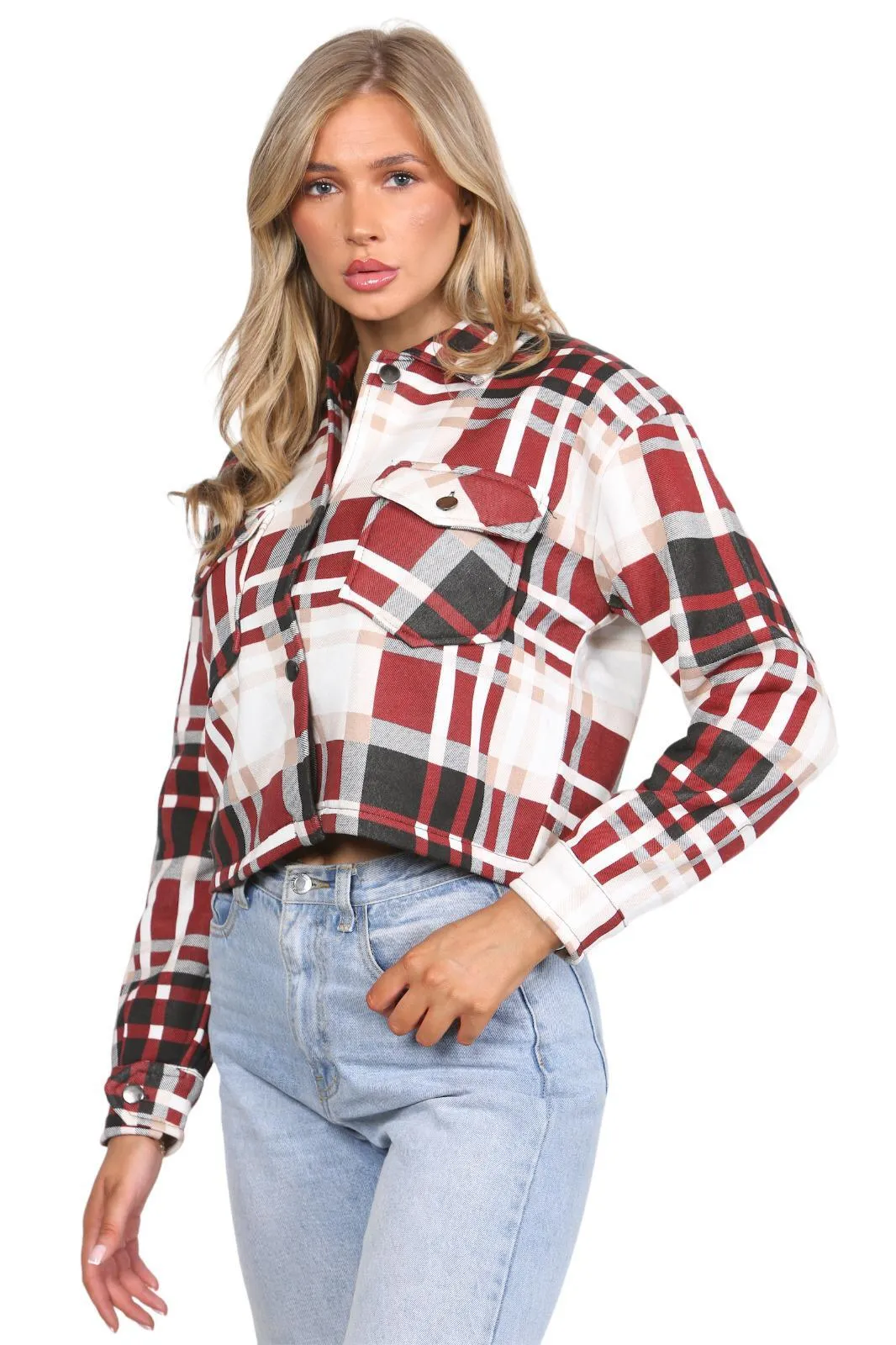 Ladies Collar Checked Jacket