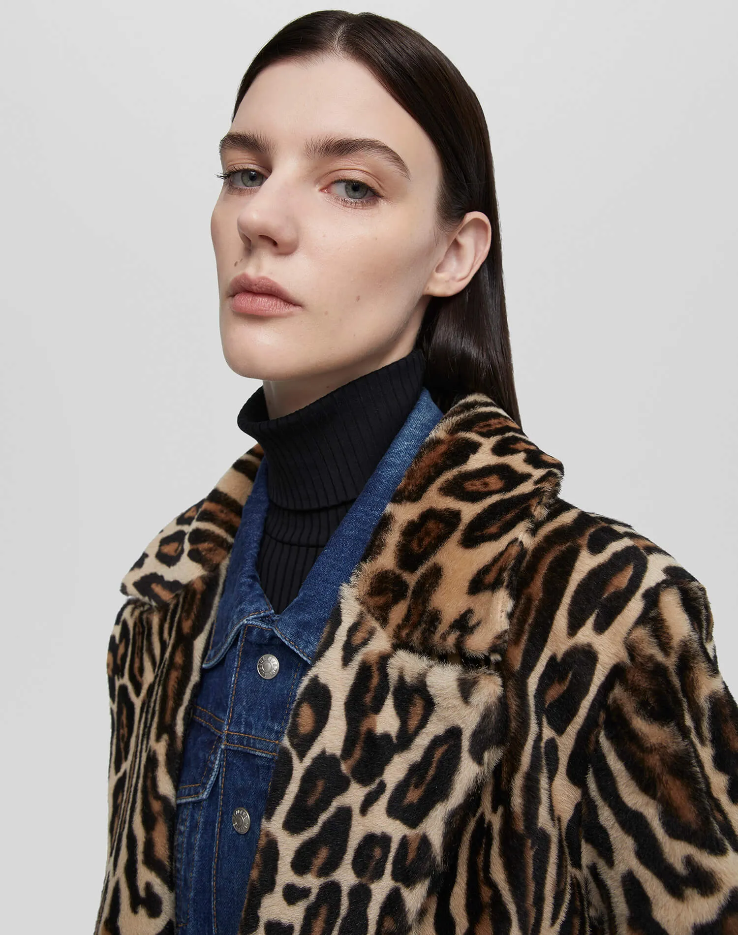 Leopard Shearling Peacoat - Leopard Print