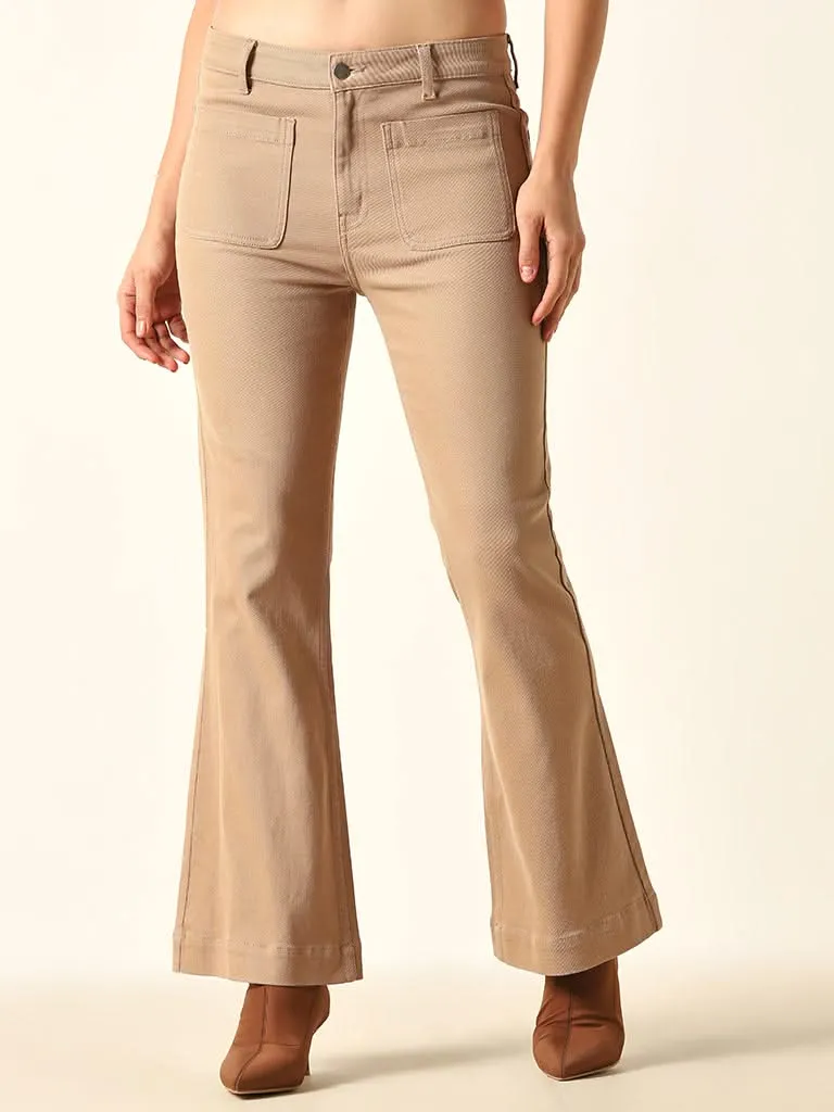 LOV Beige Wide Leg Fit High Rise Jeans