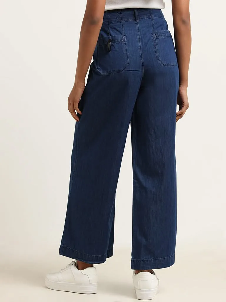 LOV Blue Cotton Flared Trousers