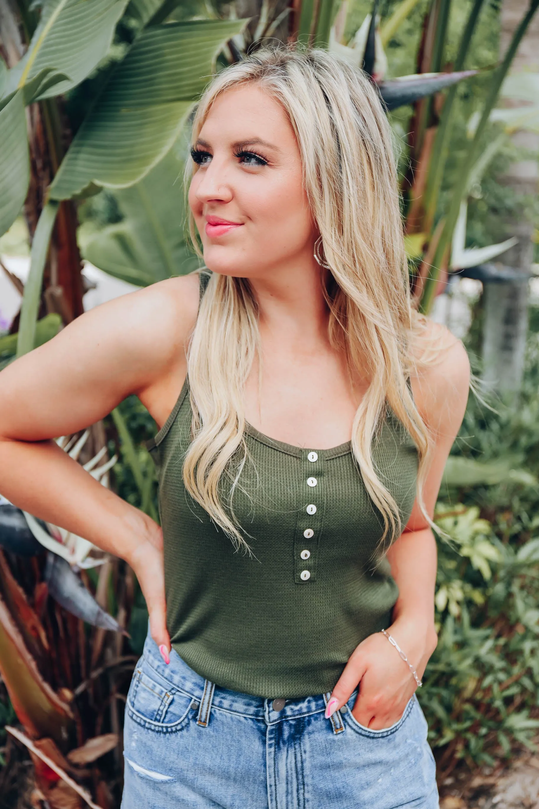 Malibu Coast Tank Top- Olive