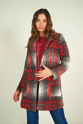 Manteau à carreaux en tissu bouclé - YALINA-B2 - (R-B2)