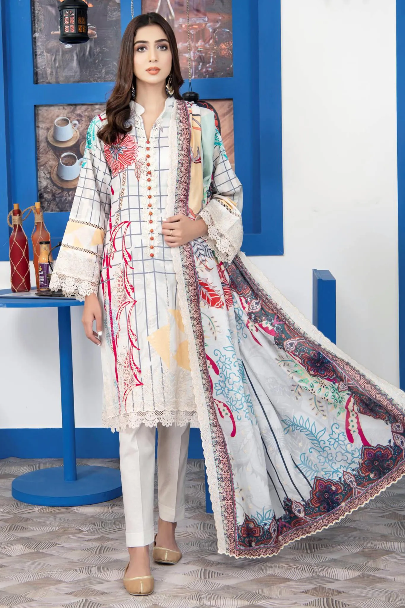 Mashaal by Riaz Arts Unstitched 3 Piece Digital Emb Khaddar Collection'2022-MD-02