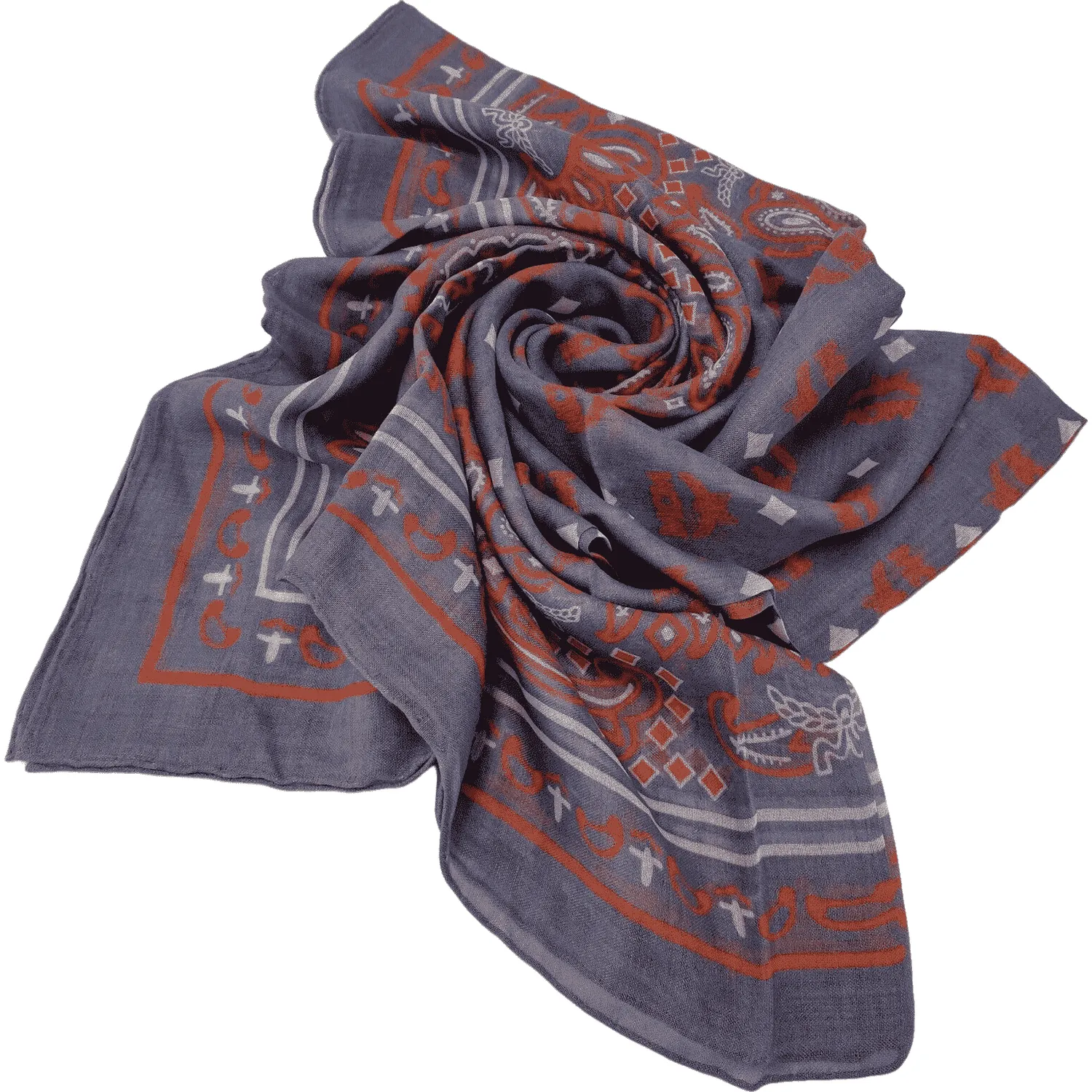 MCM Stonewash Modal Silk Paisley Print Jacquard Scarf