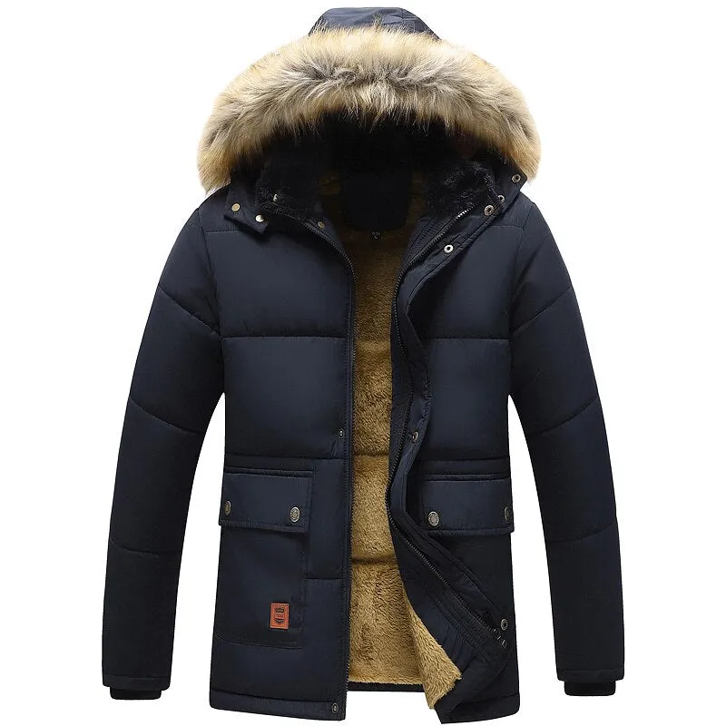 Men Jacket Parkas Coat Men Fur Collar Jacket Classic Casual