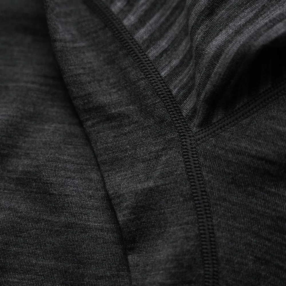 Mens Merino 200 Zip Neck Hoodie (Stripe Smoke/Charcoal)