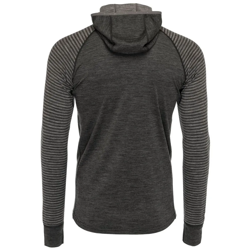 Mens Merino 200 Zip Neck Hoodie (Stripe Smoke/Charcoal)