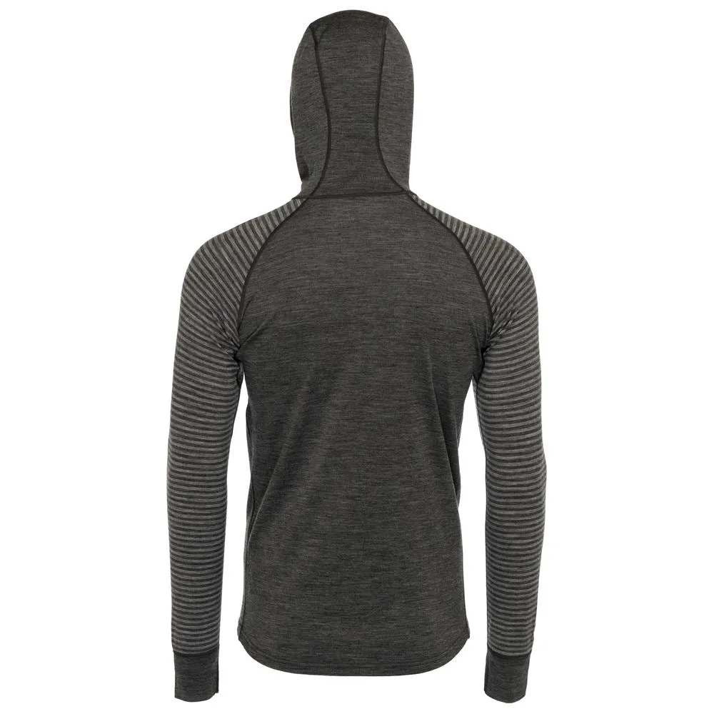 Mens Merino 200 Zip Neck Hoodie (Stripe Smoke/Charcoal)