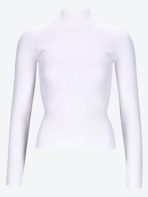 Mockneck rib knit sweater