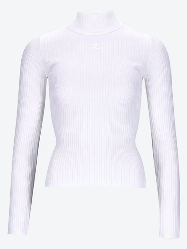 Mockneck rib knit sweater