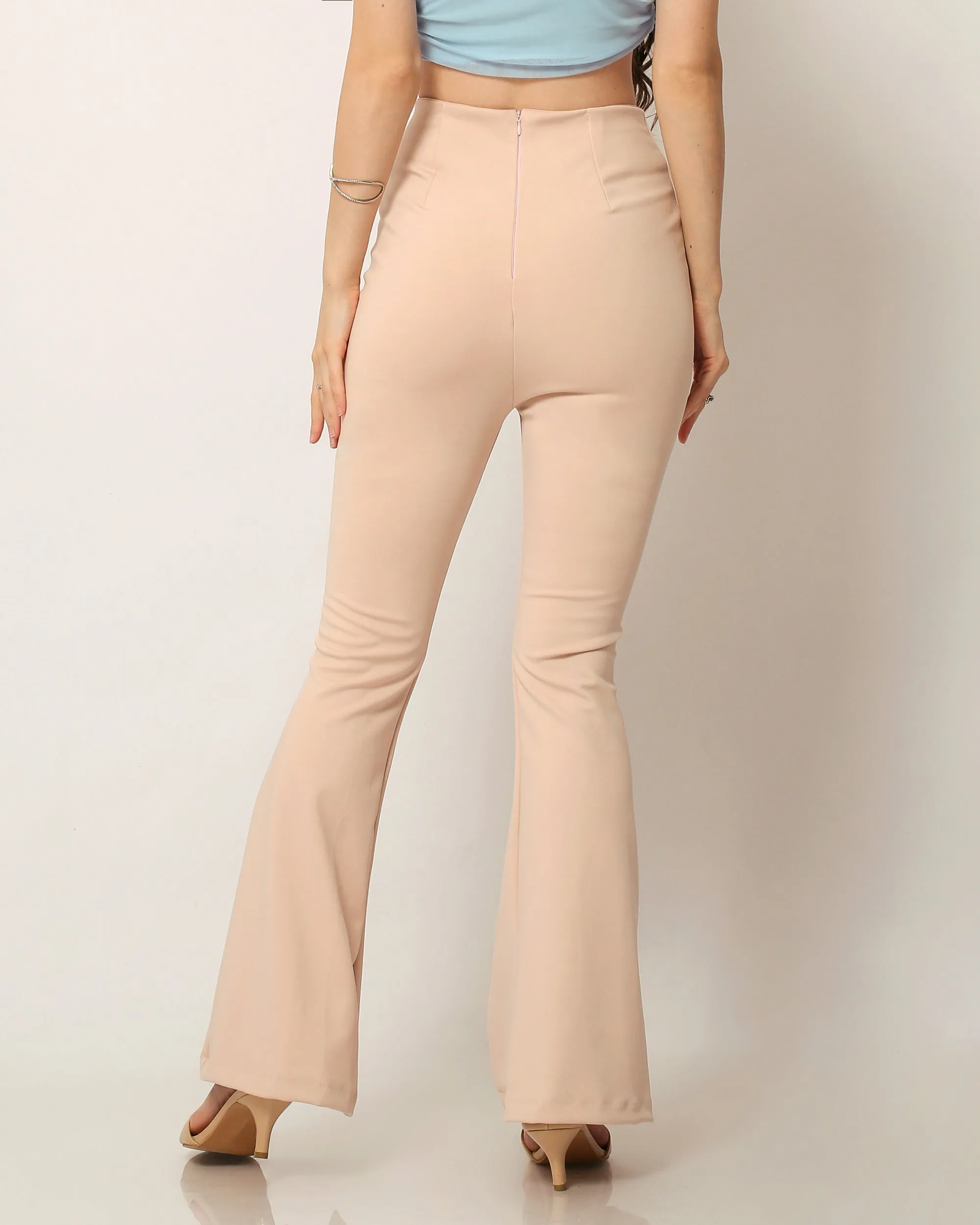 Ned Highwaisted Bell Bottom Pants in Pink