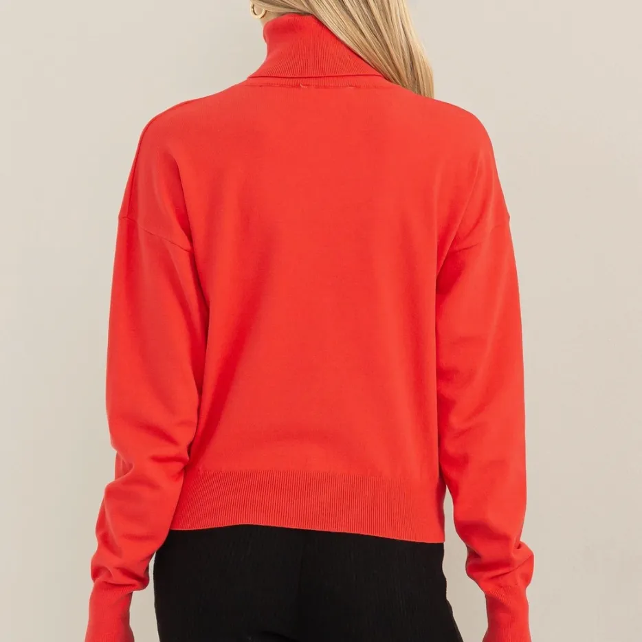 Oh So Perfect Ribbed Edge Turtleneck Sweater