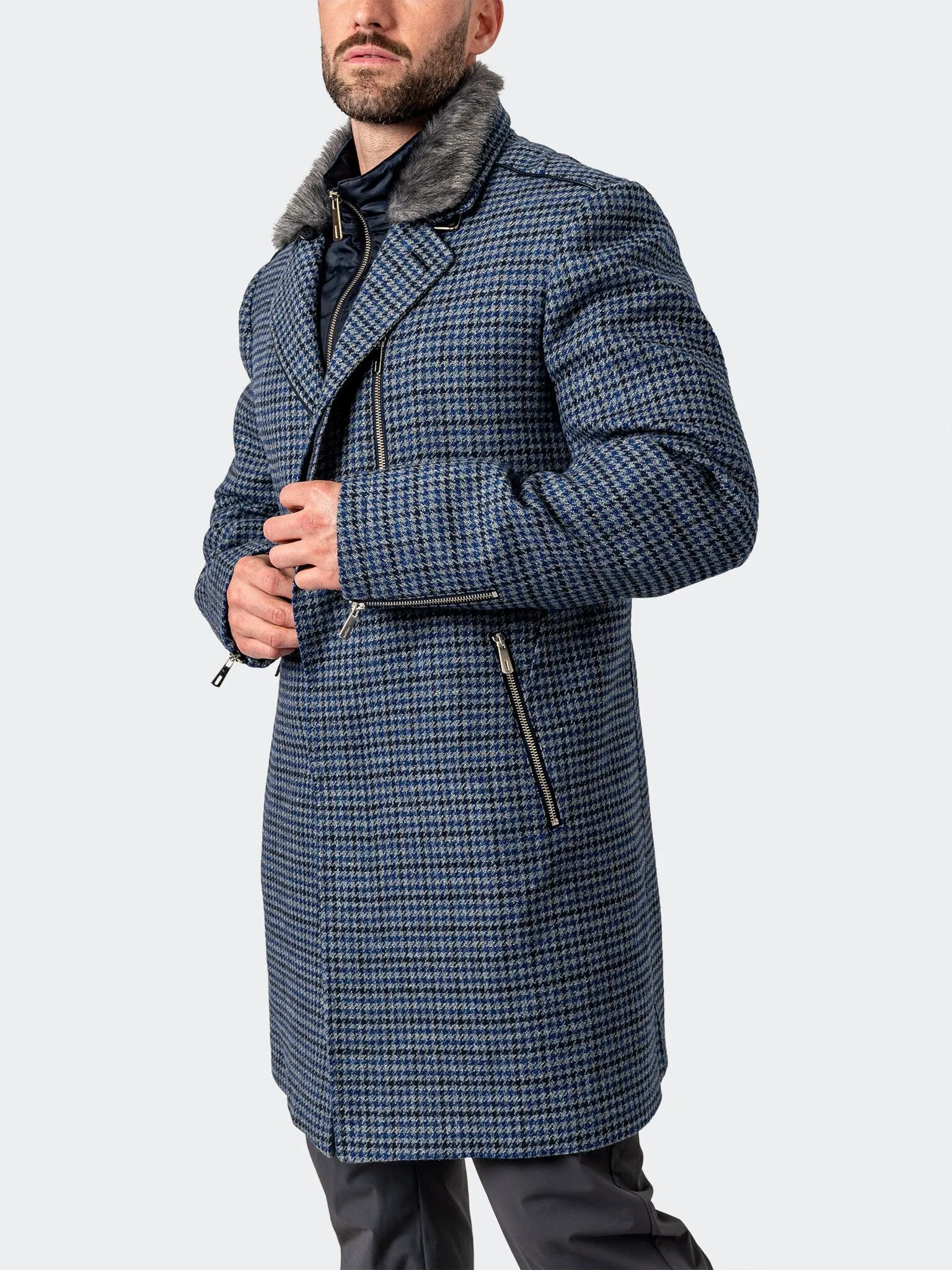 Peacoat Captain Houndstooth Blue