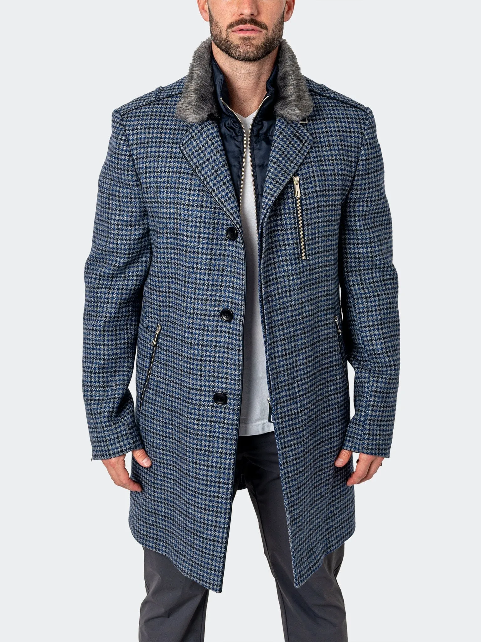 Peacoat Captain Houndstooth Blue