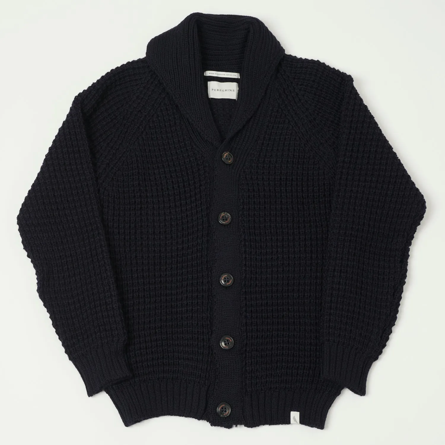 Peregrine Waffle Shawl Cardigan - Navy