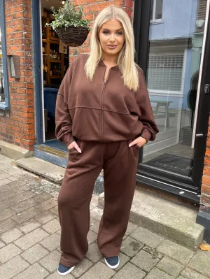 Piper Curve Chocolate Cropped Jacket Tracksuit