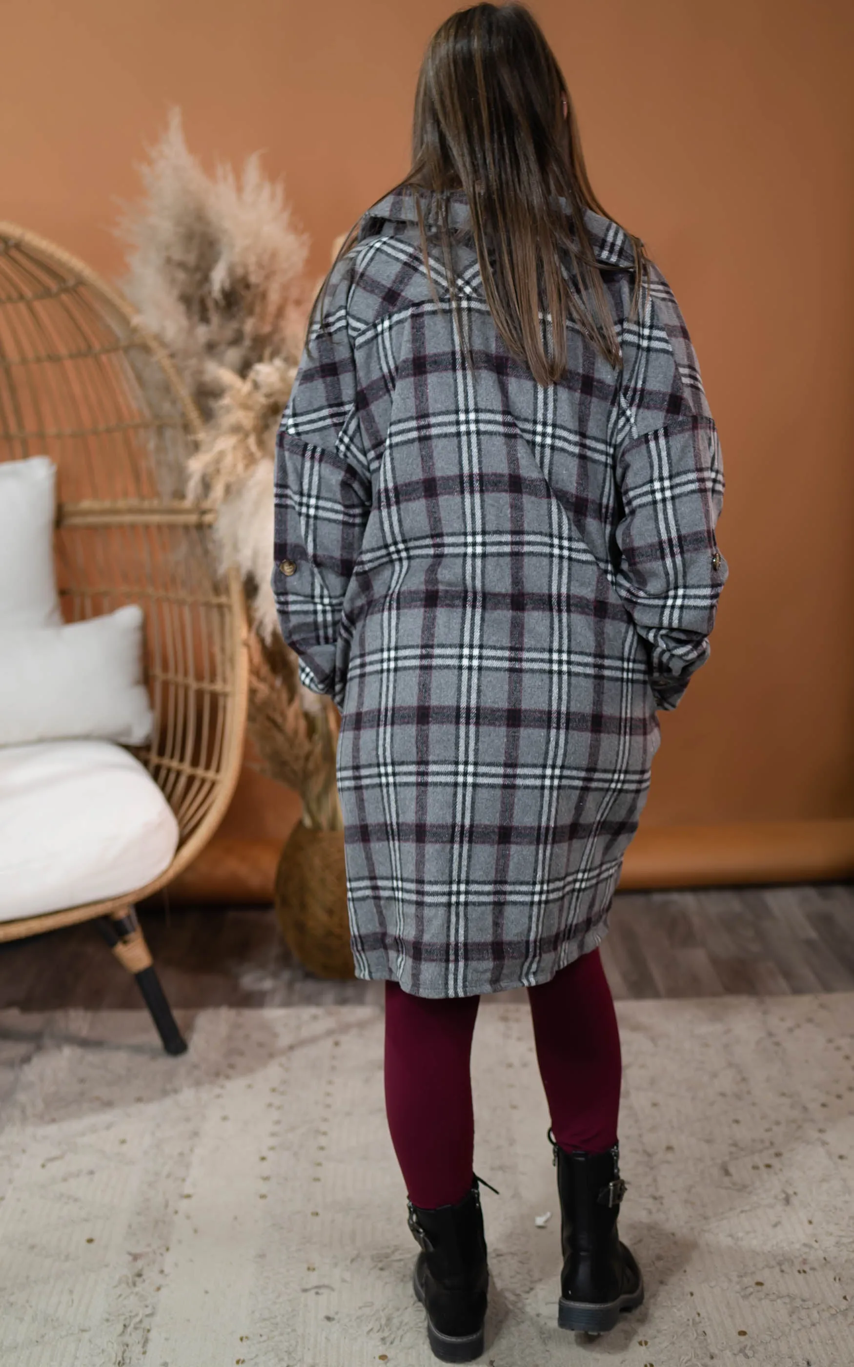 PLAID OVERSIZED SHIRT DRESS - Final Sale