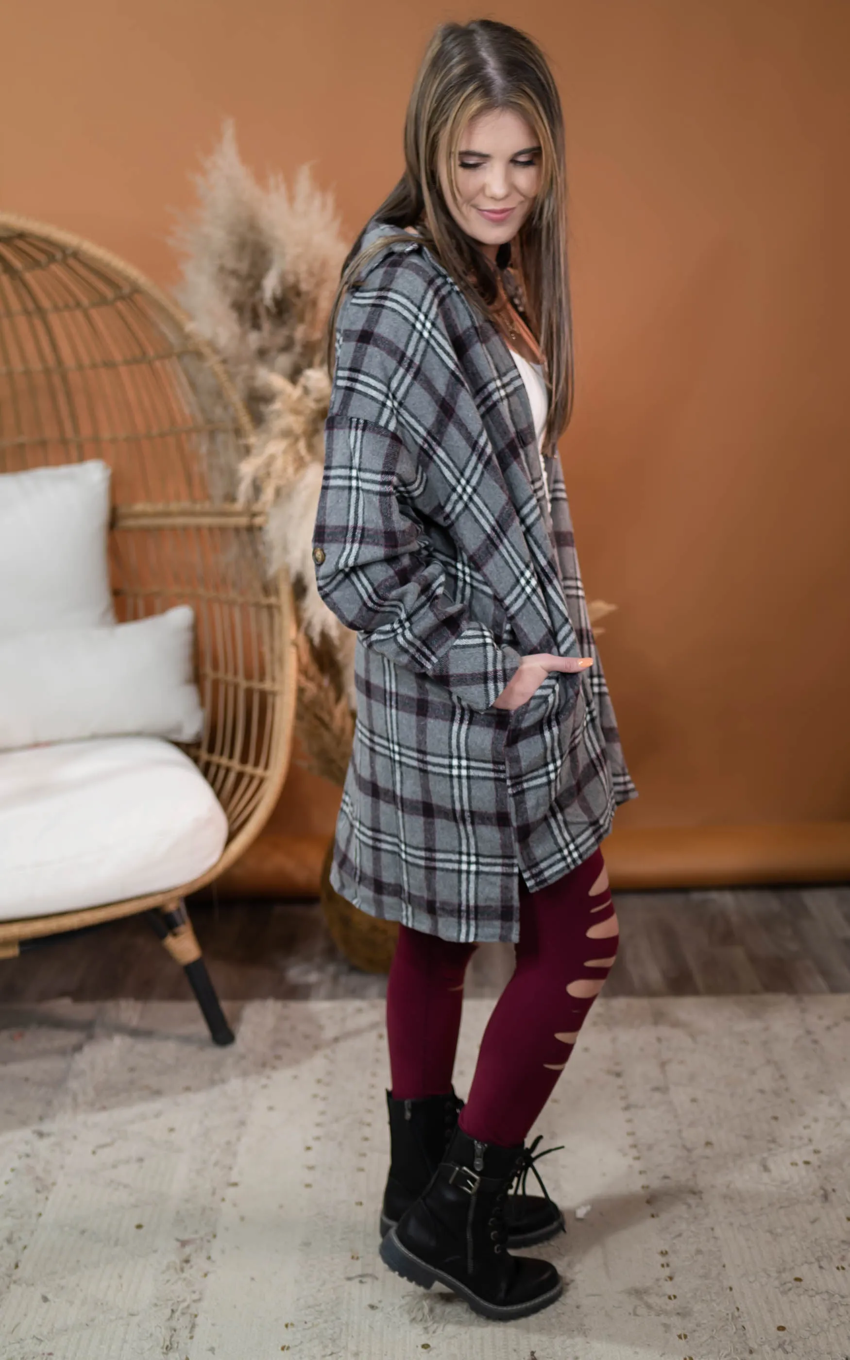 PLAID OVERSIZED SHIRT DRESS - Final Sale