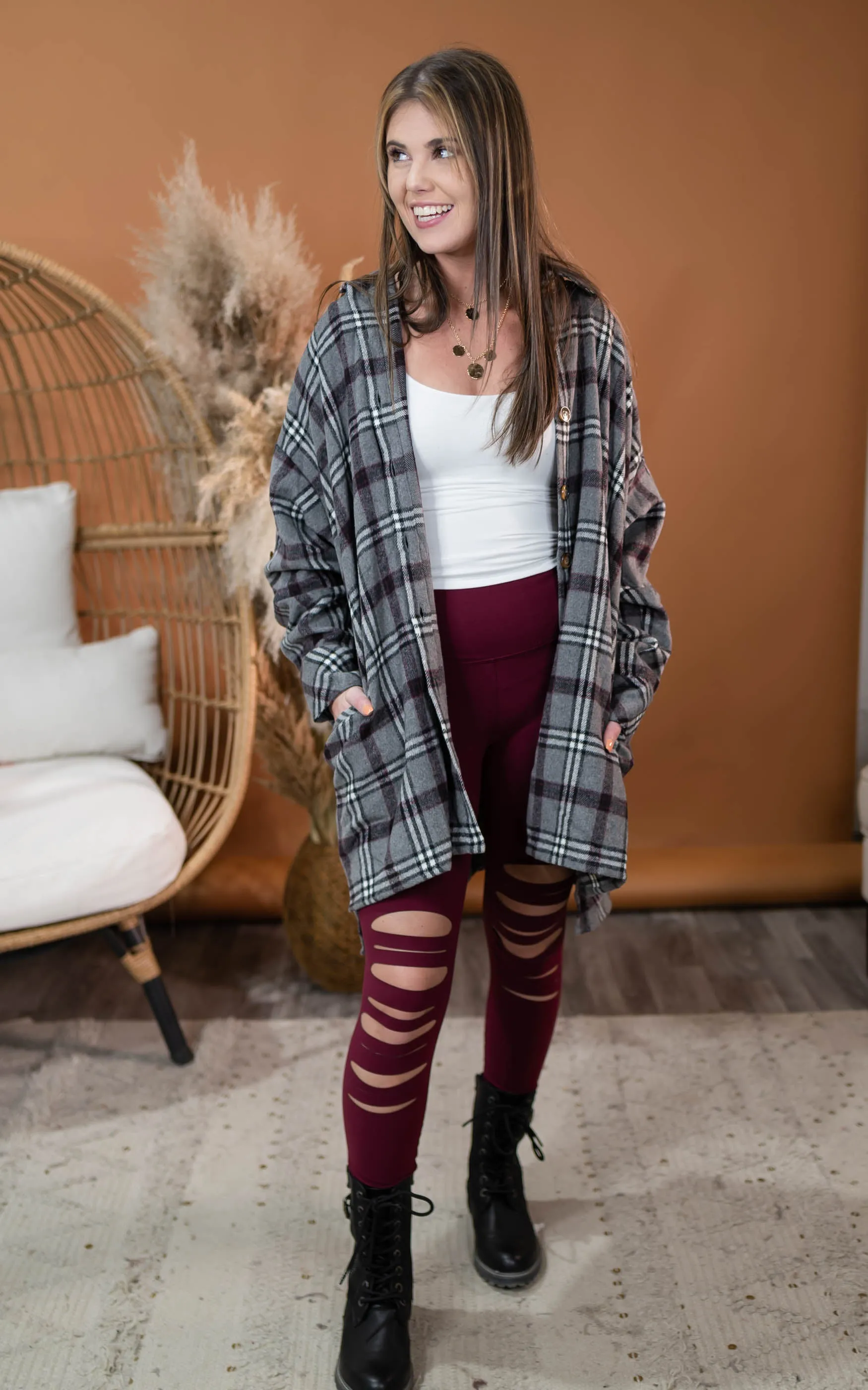 PLAID OVERSIZED SHIRT DRESS - Final Sale