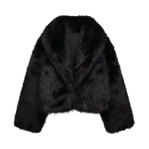 Pre Order:  Open Front Faux Fur Cropped Jacket