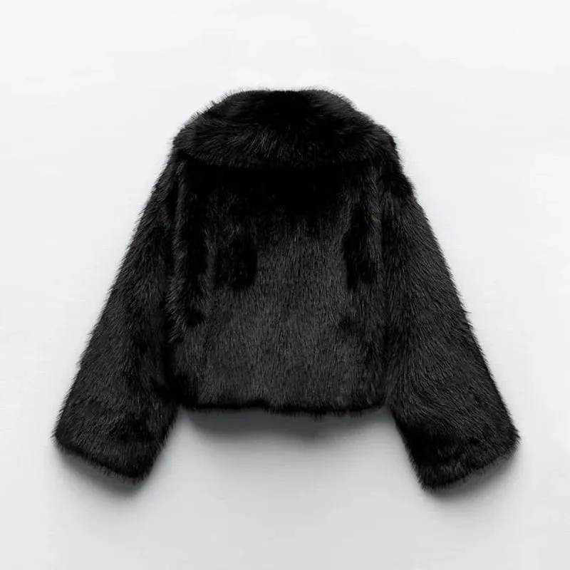 Pre Order:  Open Front Faux Fur Cropped Jacket