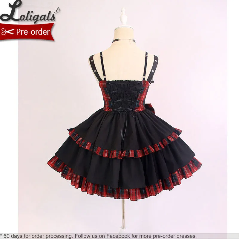 Pre-order ~ Punk Style Lolita JSK Dress Color Blocked Plaid Dress by Alice Girl