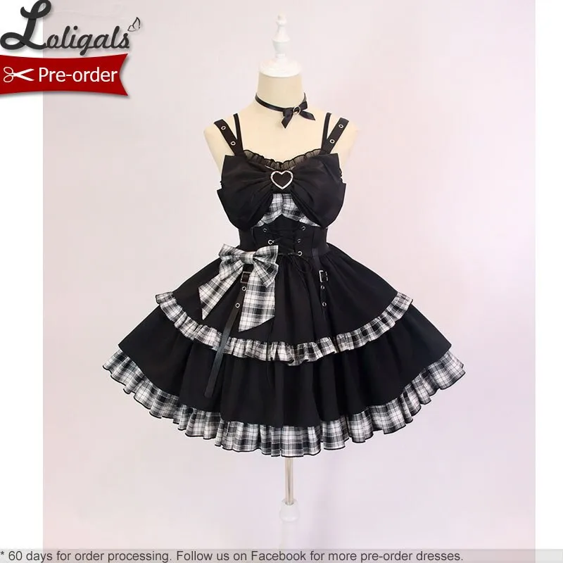 Pre-order ~ Punk Style Lolita JSK Dress Color Blocked Plaid Dress by Alice Girl