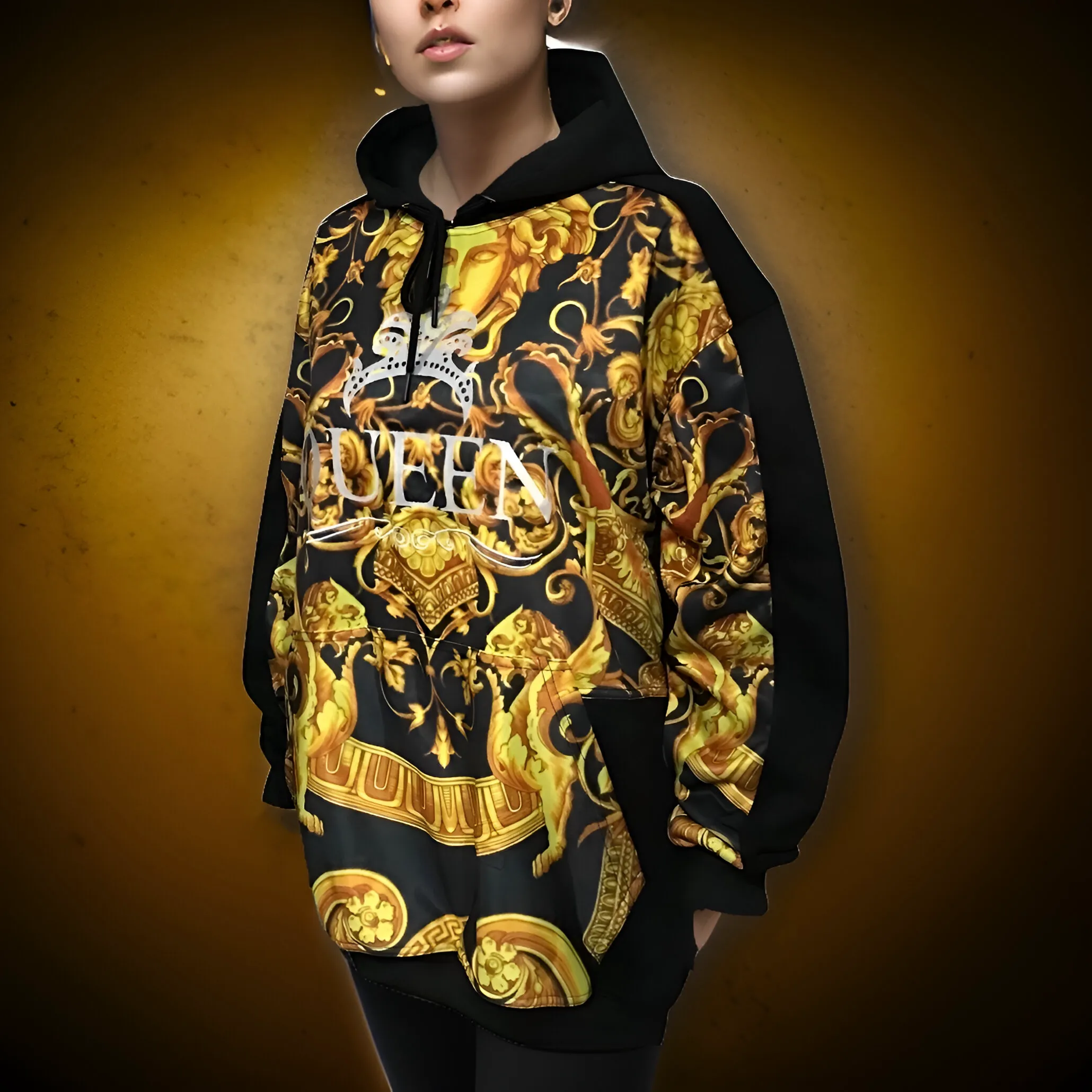 ^QUEEN V3R$@C3^ LUXURY CUT & SEW PULLOVER HOODIES (UNISEX) (EMBROIDERY)