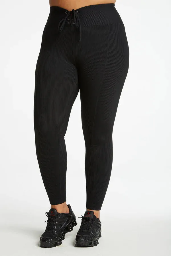 Ribbed Football Leggings in Black