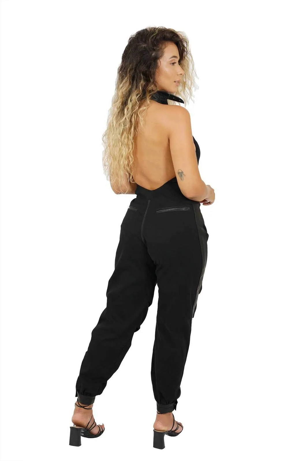 Rogue Black Halter Jumpsuit With Zip Front