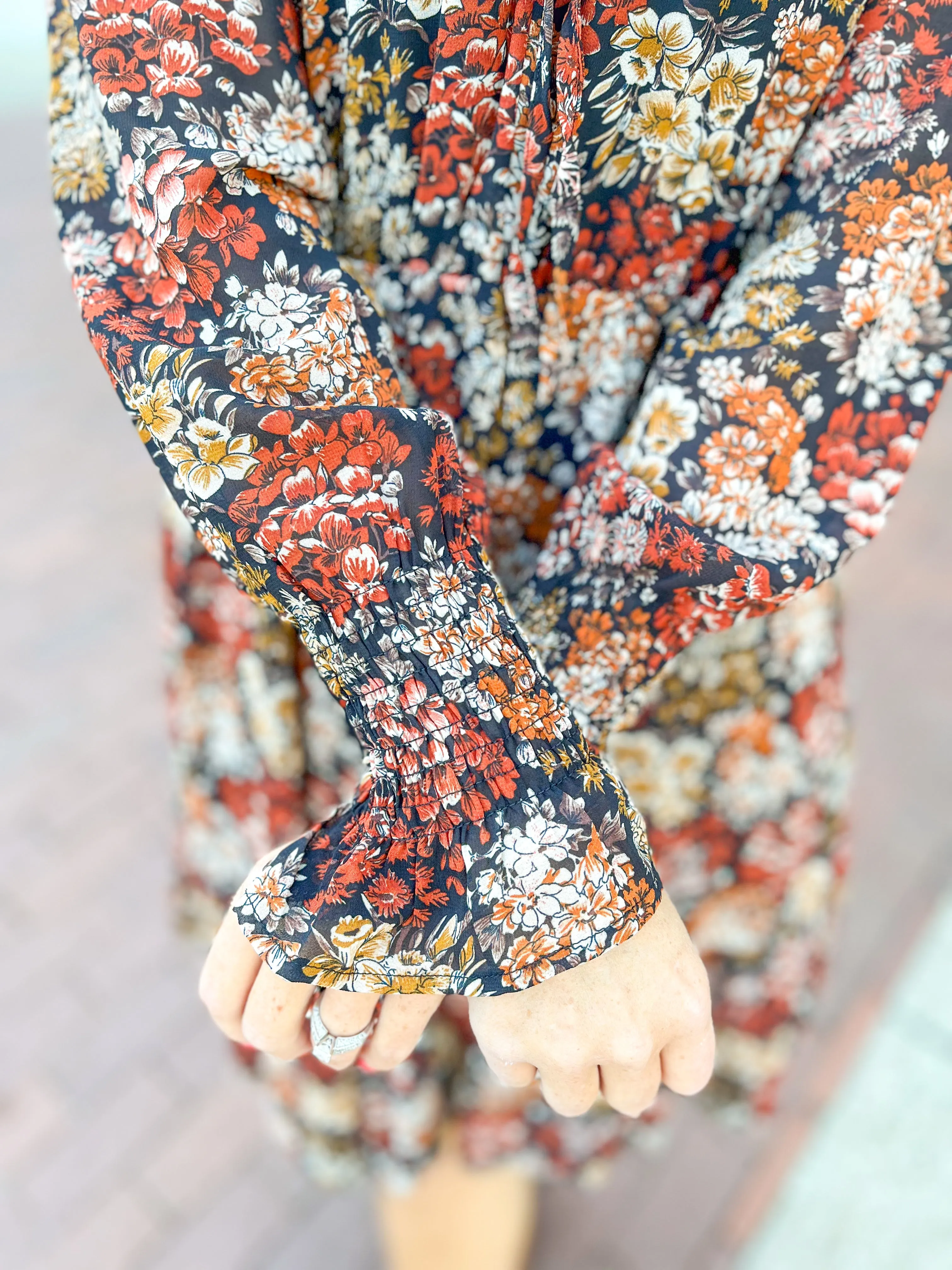 Rust Floral Boho Dress