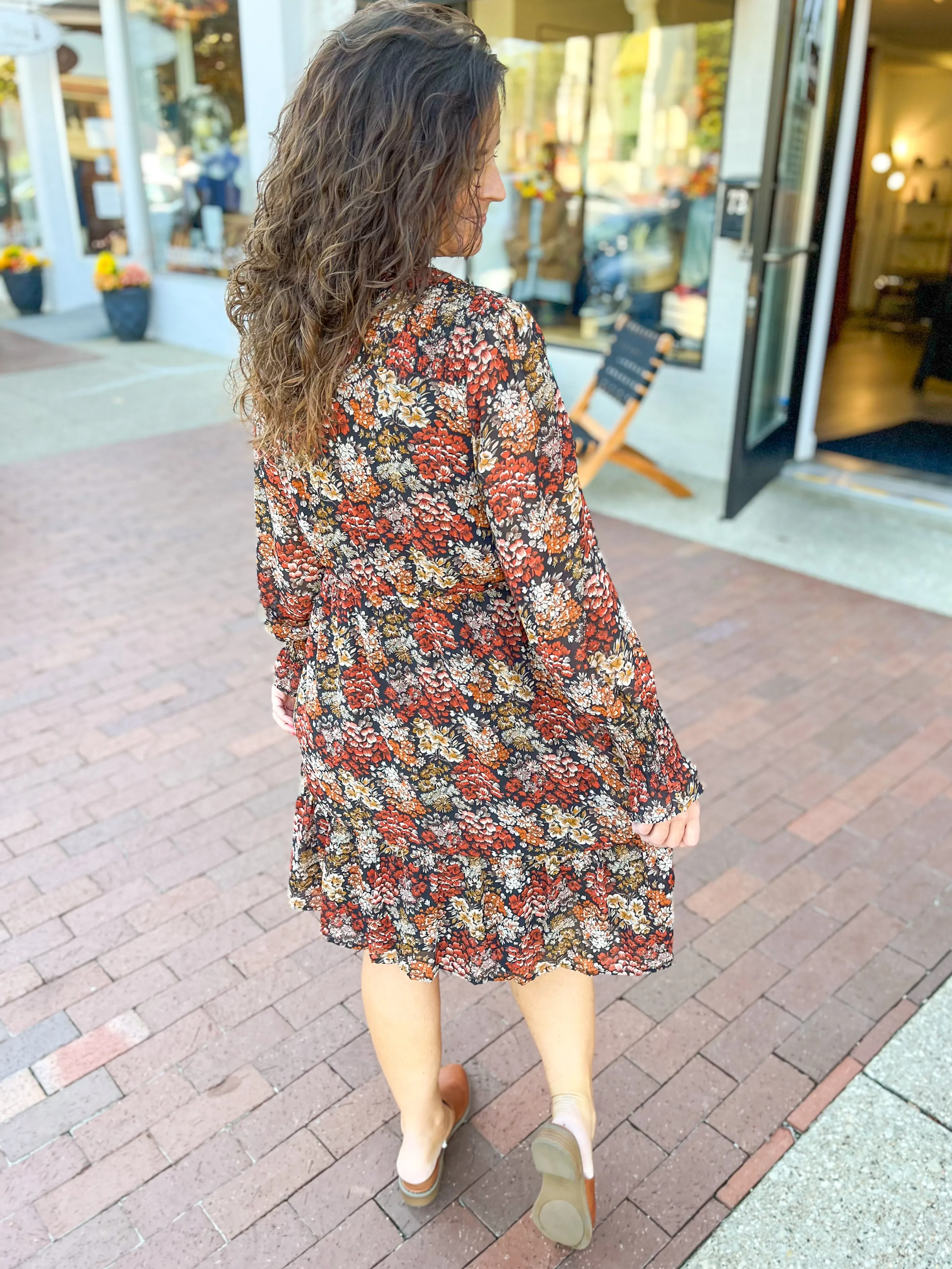 Rust Floral Boho Dress