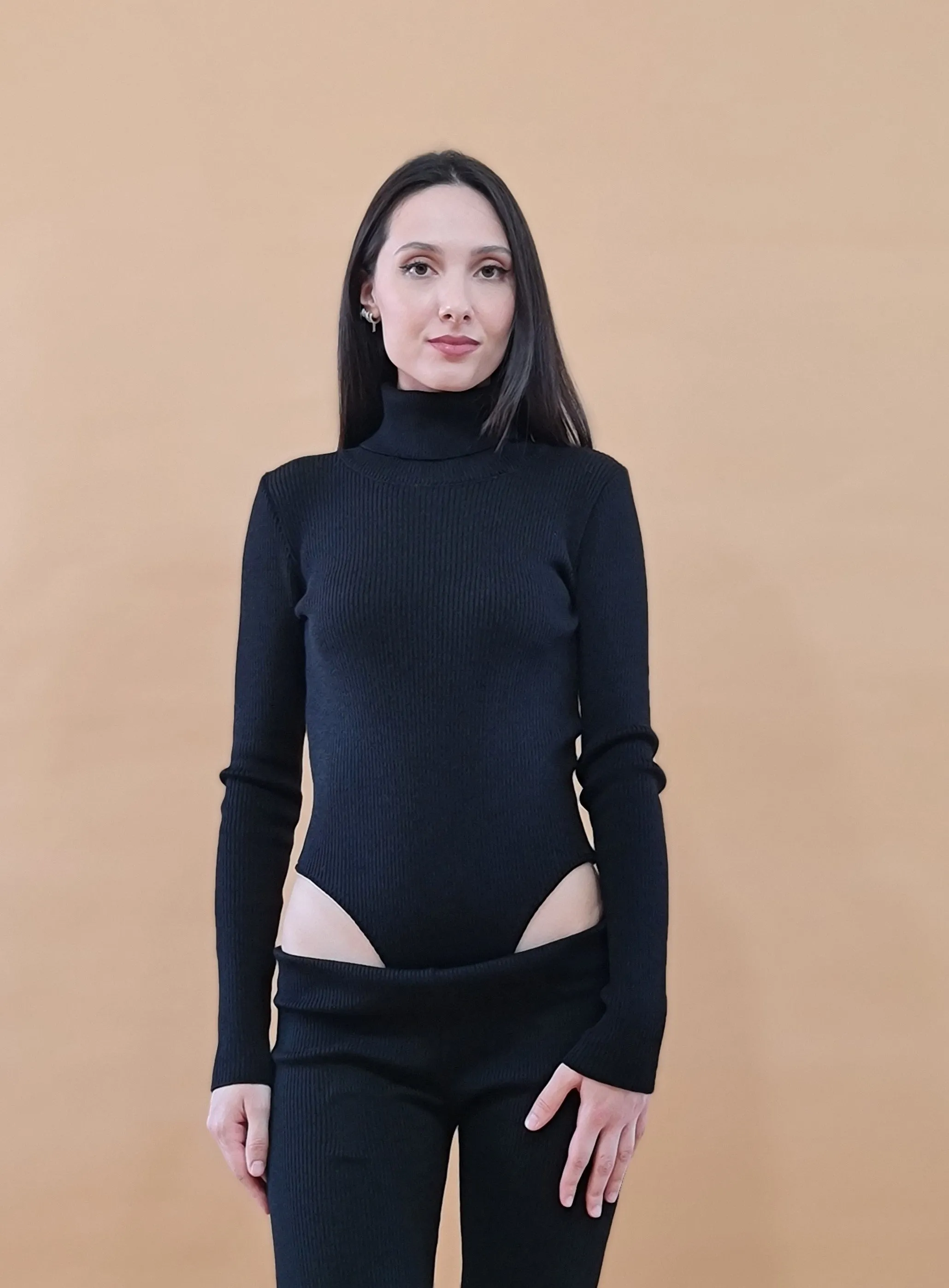 Silenzio Merino Ribbed Turtleneck Bodysuit