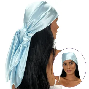 Silk Square Head Scarf - Blue