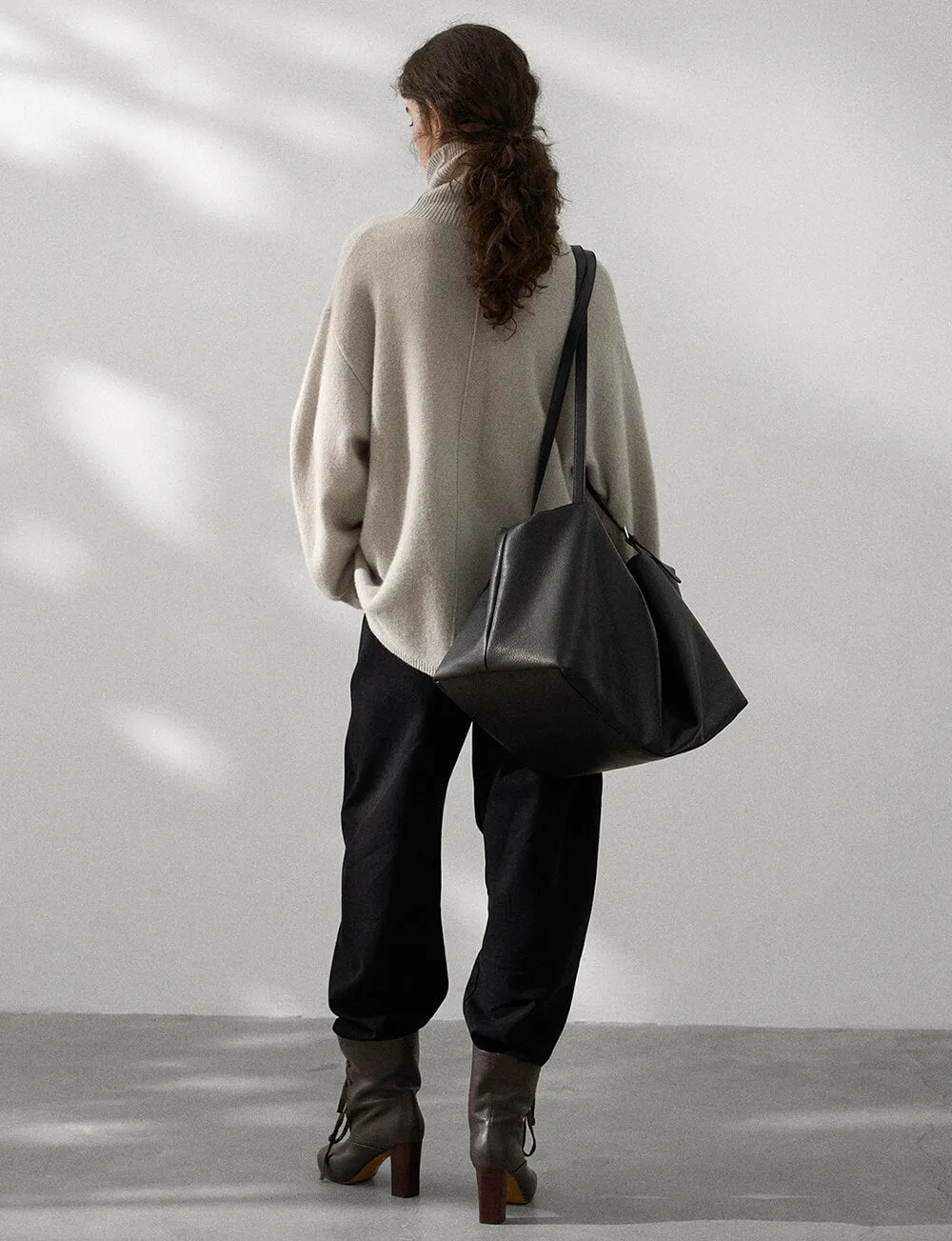 Soft Wool Turtleneck Sweater in Pale-Stone-PREORDER