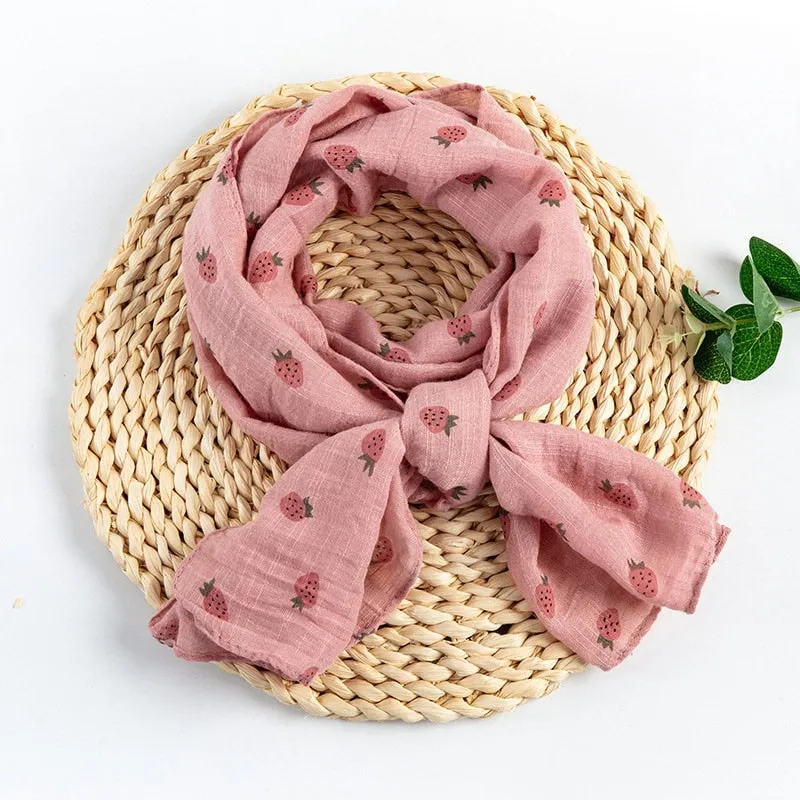 Spring Summer Baby Scarf Cotton Boys Girls Cute Flower Star Linen Scarf Kids Foulard Scarves Children's Shawl Bufandas