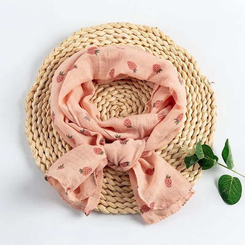 Spring Summer Baby Scarf Cotton Boys Girls Cute Flower Star Linen Scarf Kids Foulard Scarves Children's Shawl Bufandas