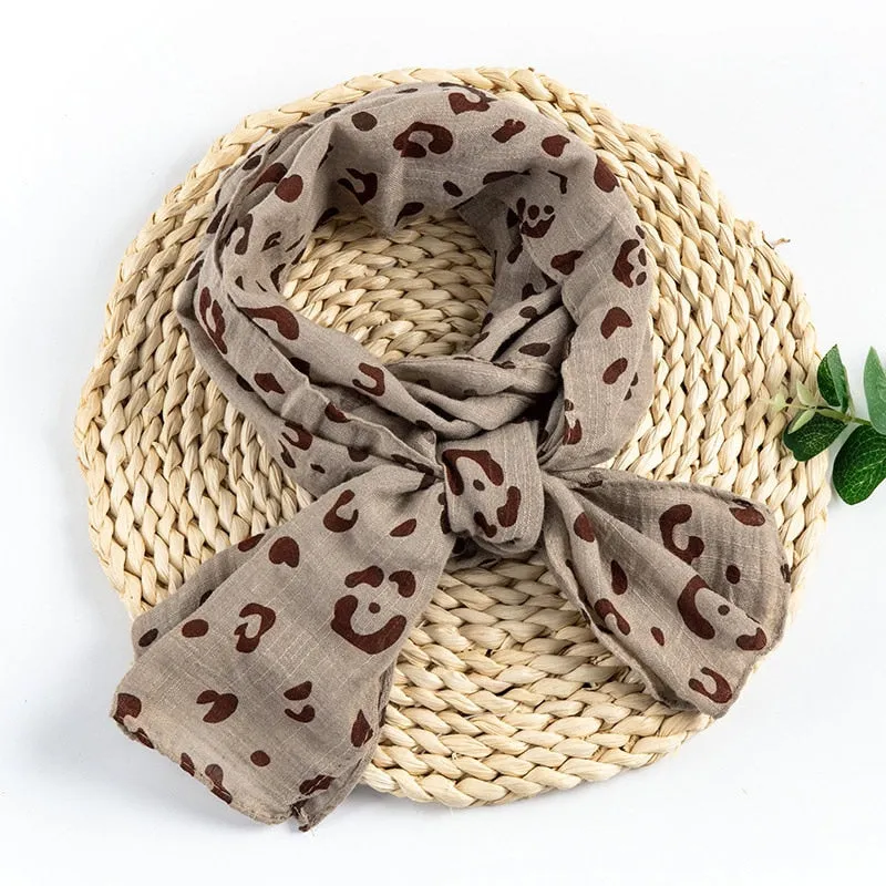 Spring Summer Baby Scarf Cotton Boys Girls Cute Flower Star Linen Scarf Kids Foulard Scarves Children's Shawl Bufandas