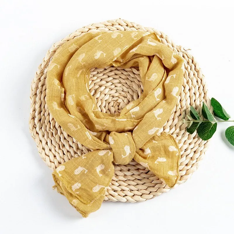 Spring Summer Baby Scarf Cotton Boys Girls Cute Flower Star Linen Scarf Kids Foulard Scarves Children's Shawl Bufandas