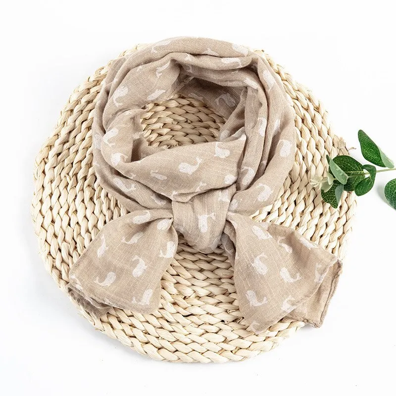 Spring Summer Baby Scarf Cotton Boys Girls Cute Flower Star Linen Scarf Kids Foulard Scarves Children's Shawl Bufandas