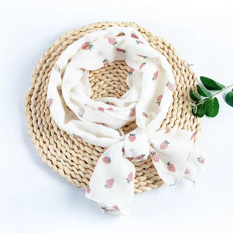 Spring Summer Baby Scarf Cotton Boys Girls Cute Flower Star Linen Scarf Kids Foulard Scarves Children's Shawl Bufandas