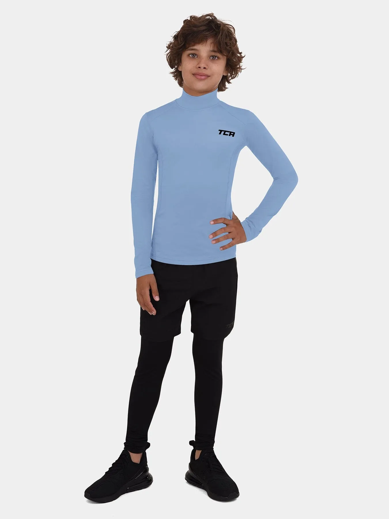 SuperThermal Compression Base Layer Long Sleeve Mock Neck For Boys With Brushed Inner Fabric