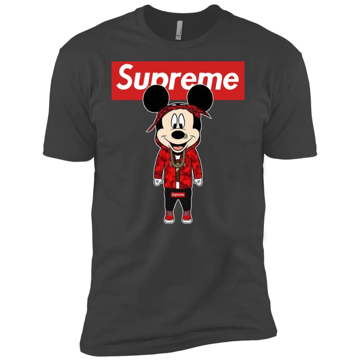 Supreme Mickey Style Fashion T-shirt Men Short Sleeve T-Shirt