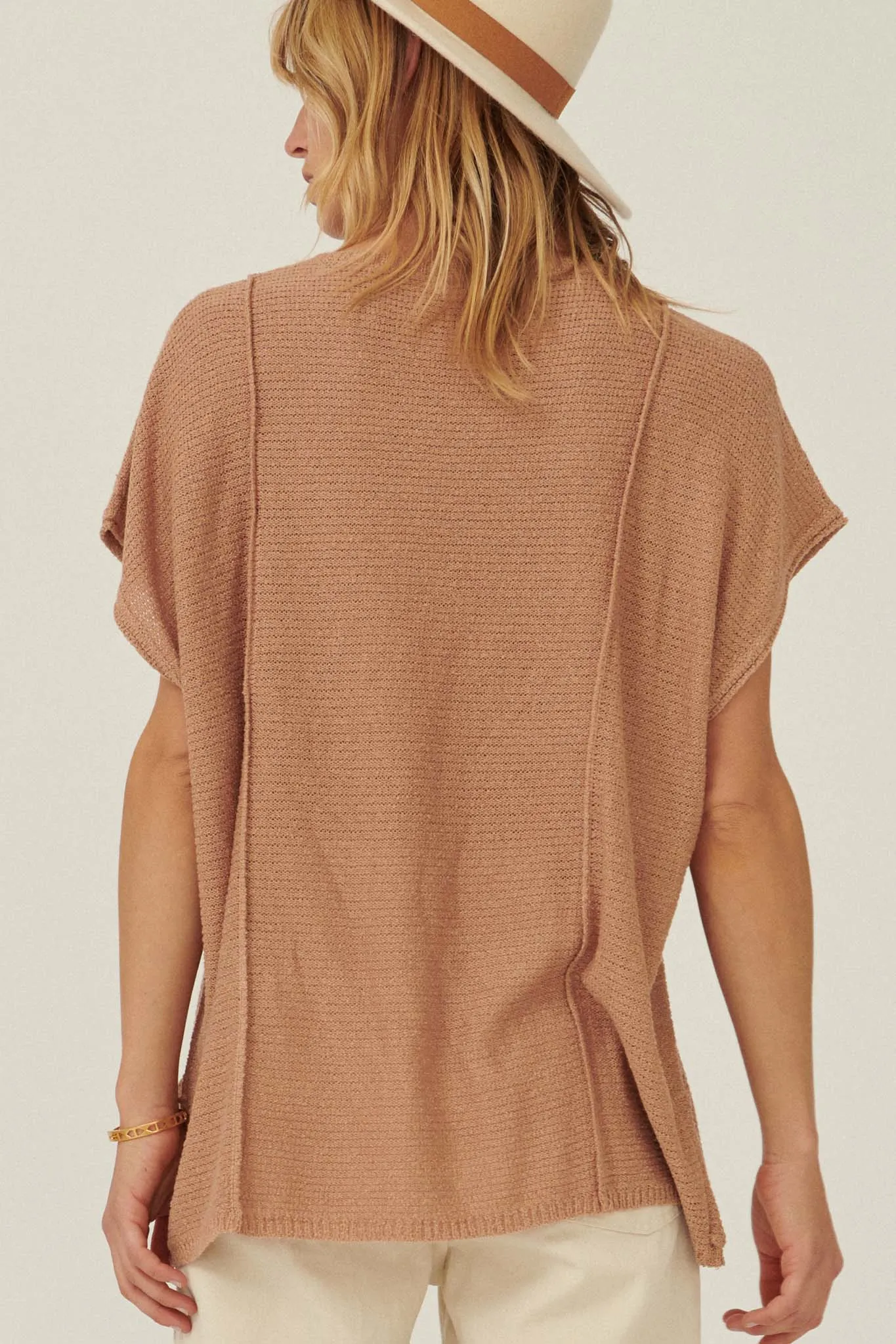 Sweet Serenity Rib-Knit Tunic Pocket Sweater