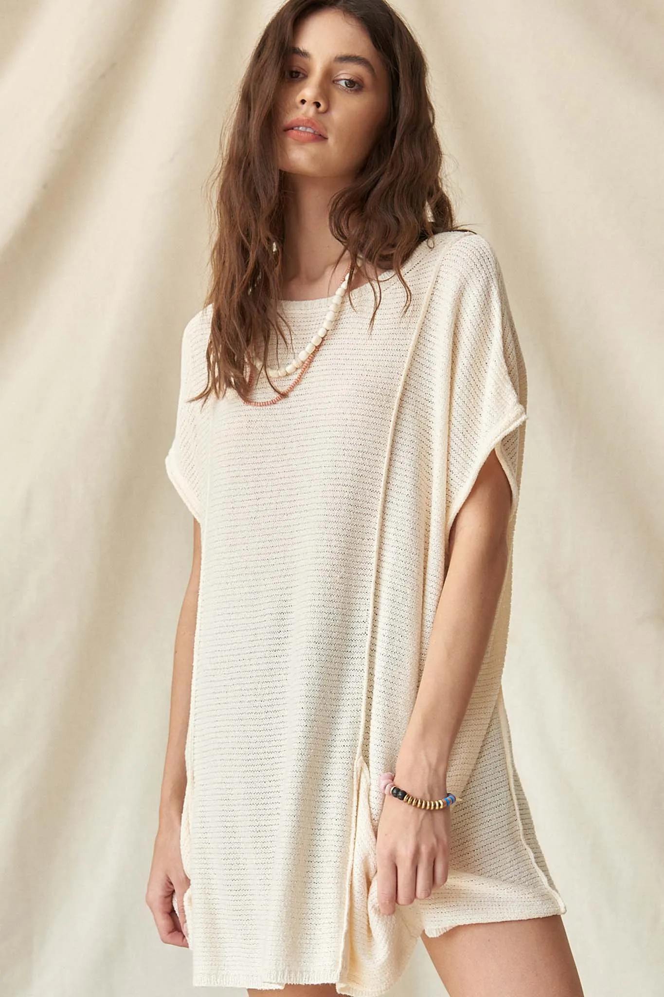 Sweet Serenity Rib-Knit Tunic Pocket Sweater