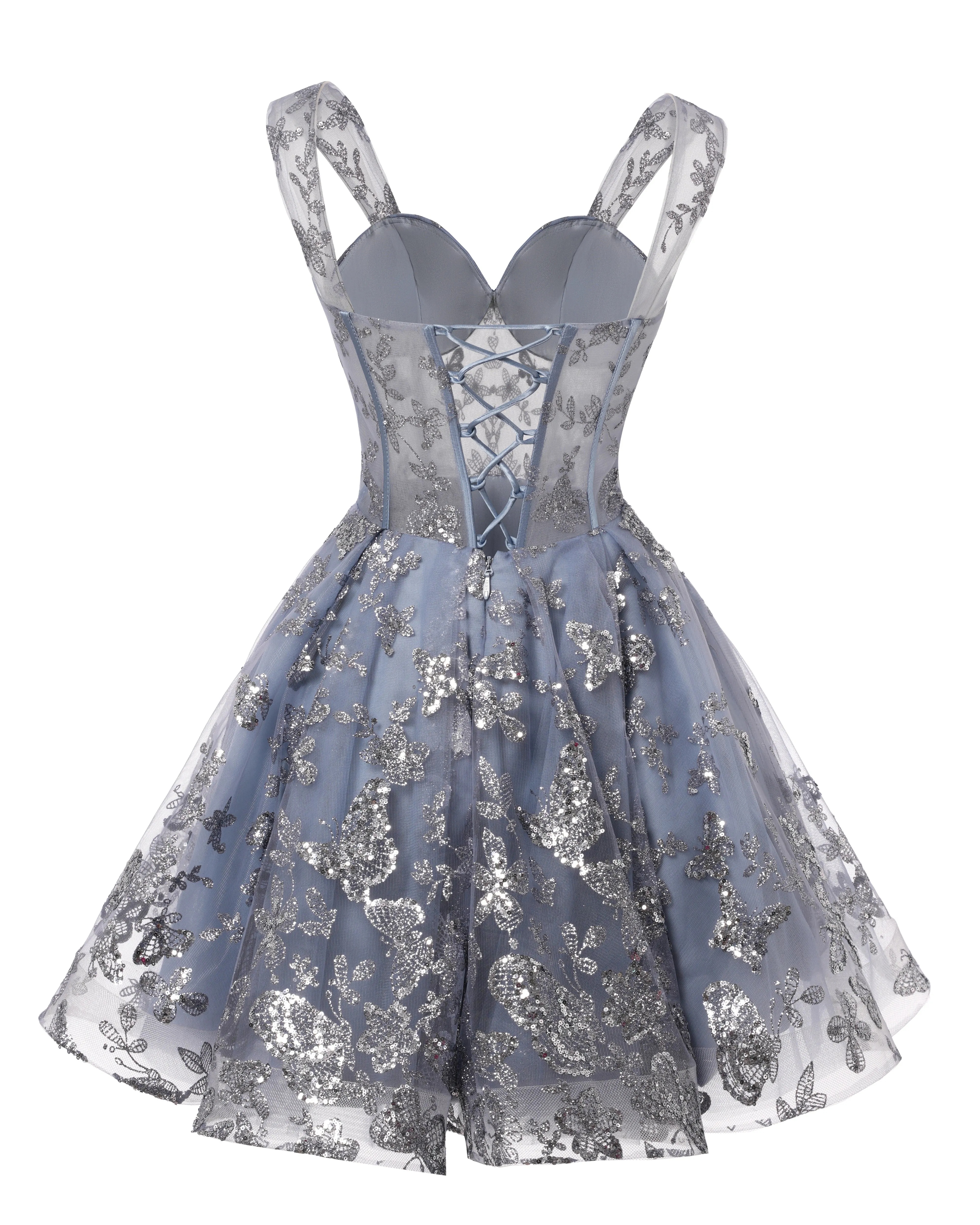 Teens Sparkly Tulle Light Blue Homecoming Dresses Spaghetti Straps Short Cocktail Party Prom Dress