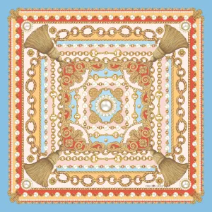 The Jewelled Baroque Silk Scarf - Pastel | 90x90cm [Preorder]