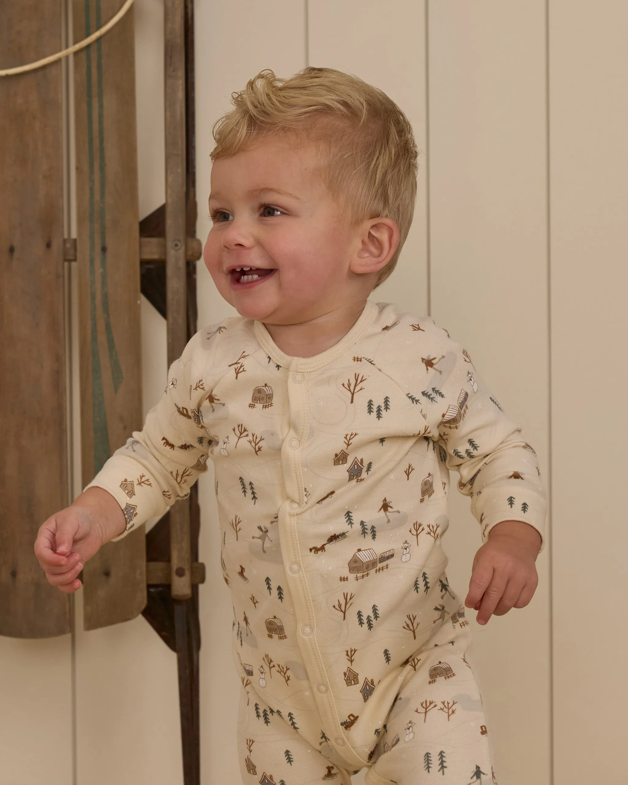 The Organic Long John Pajamas by Rylee   Cru - Winter Town - BABY