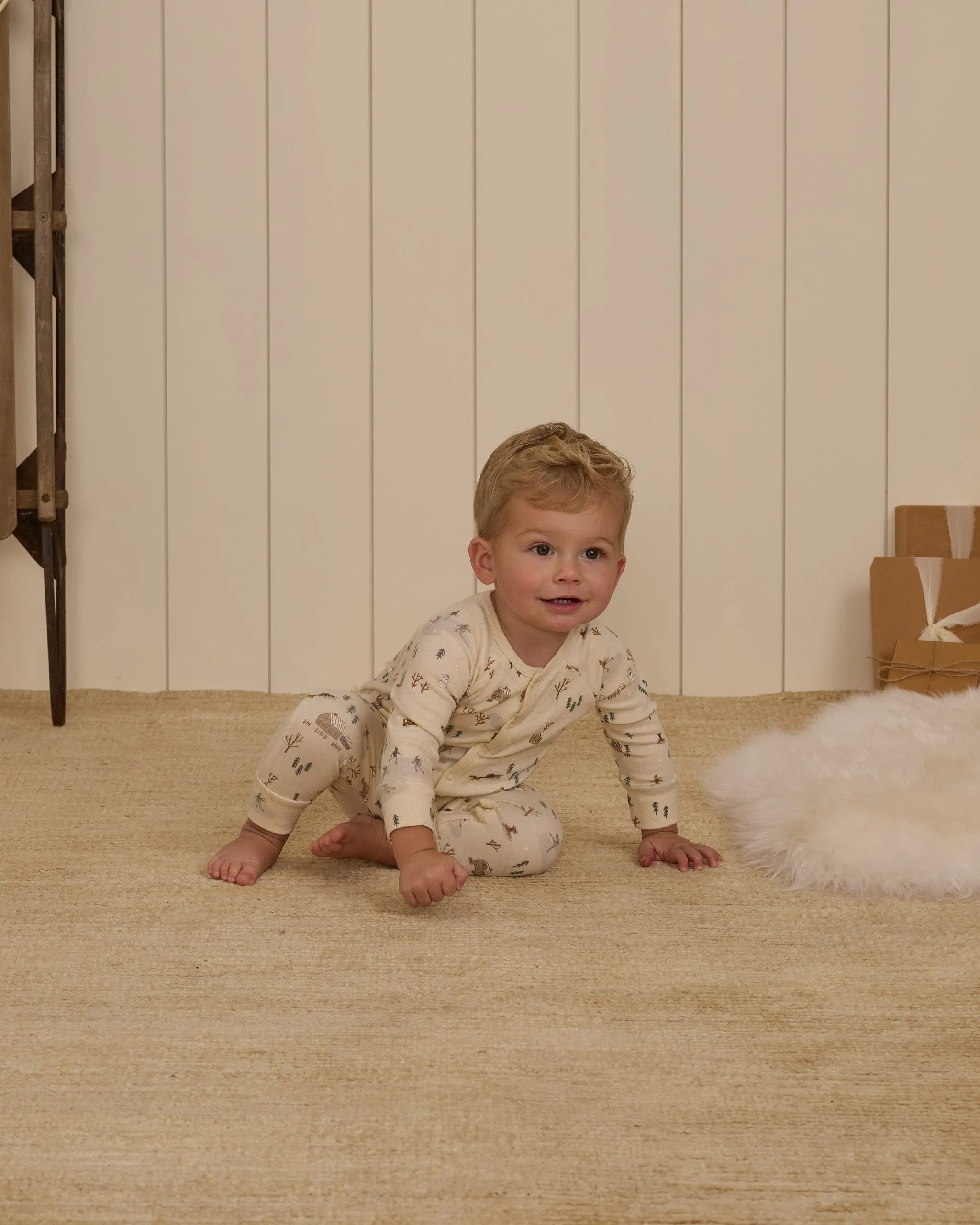 The Organic Long John Pajamas by Rylee   Cru - Winter Town - BABY