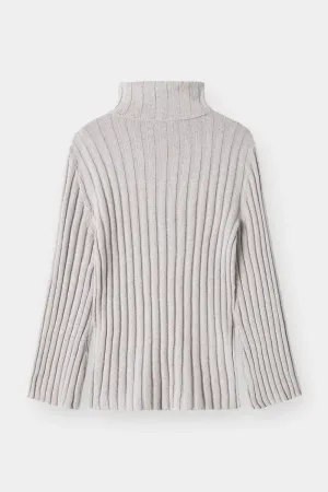 THE RIBBED TURTLENECK - GREY MELANGE